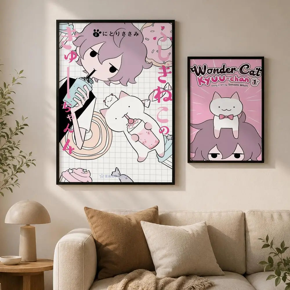 Wonder Cat Kyuu-chan Waterproof PVC Peel & Stick Wall Poster Wall Poster Axl