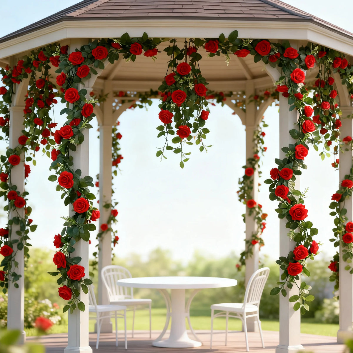 Artificial Rose Vine Garland – Silk Flower Wall Decor 220cm Silk Flower Garland Axl