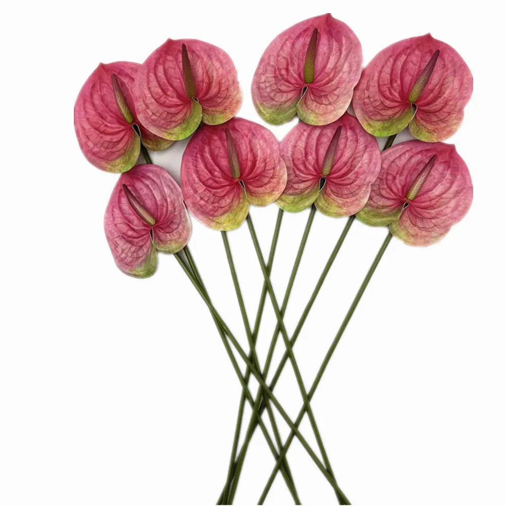 Real Touch PU Anthurium Artificial Flower Branch 61cm Stem Artificial Flower Branch Axl
