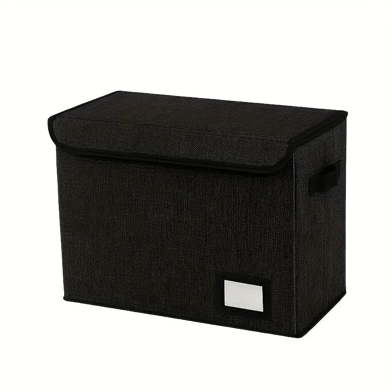 Foldable Comic Book Storage Box with Lid – Linen, Stackable Foldable Storage Box Axl Black - 1pc