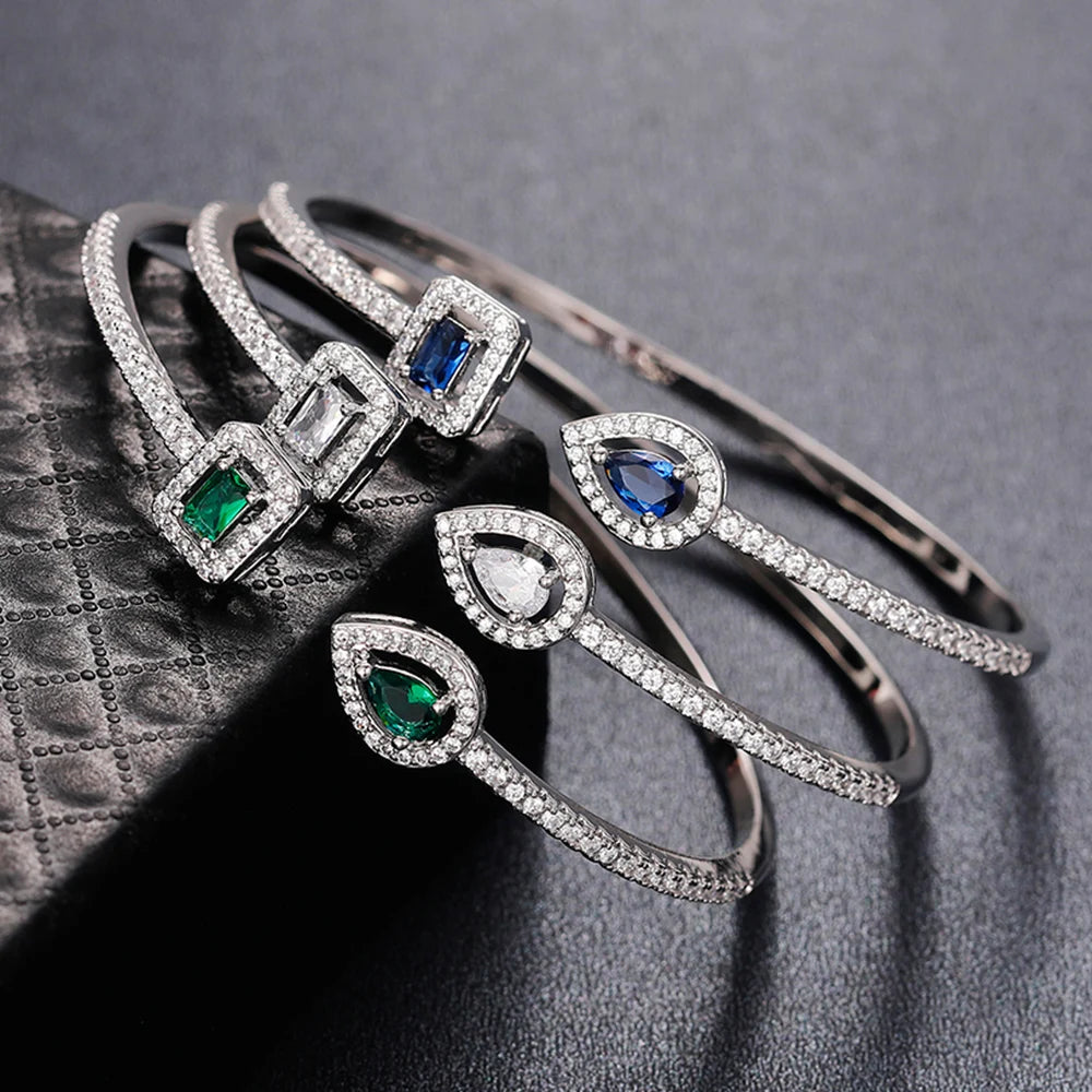 Huitan Cubic Zirconia Cuff Bracelet Bangle for Women Cuff Bracelet Bangle Axl