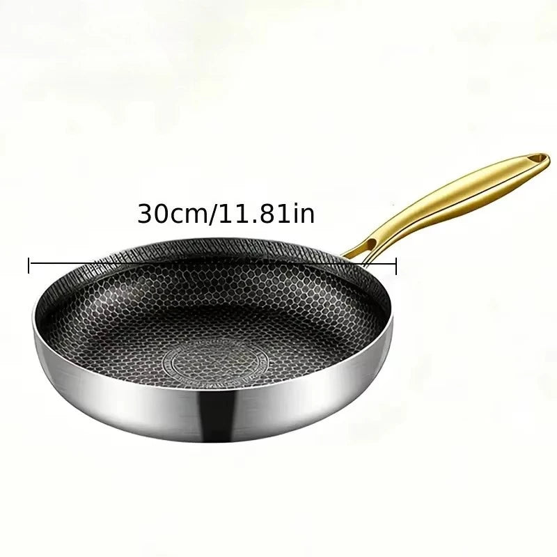 KEMORELA 316 Stainless Steel Non-Stick Honeycomb Skillet Wok Non-Stick Skillet Axl 30cm