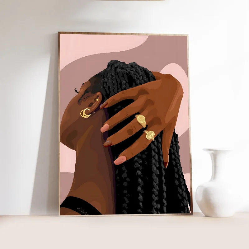 Hip Hop Black Girl Gold Jewelry Wall Poster | Self-Adhesive Wall Art Poster Axl z10 21x30cm No Frame