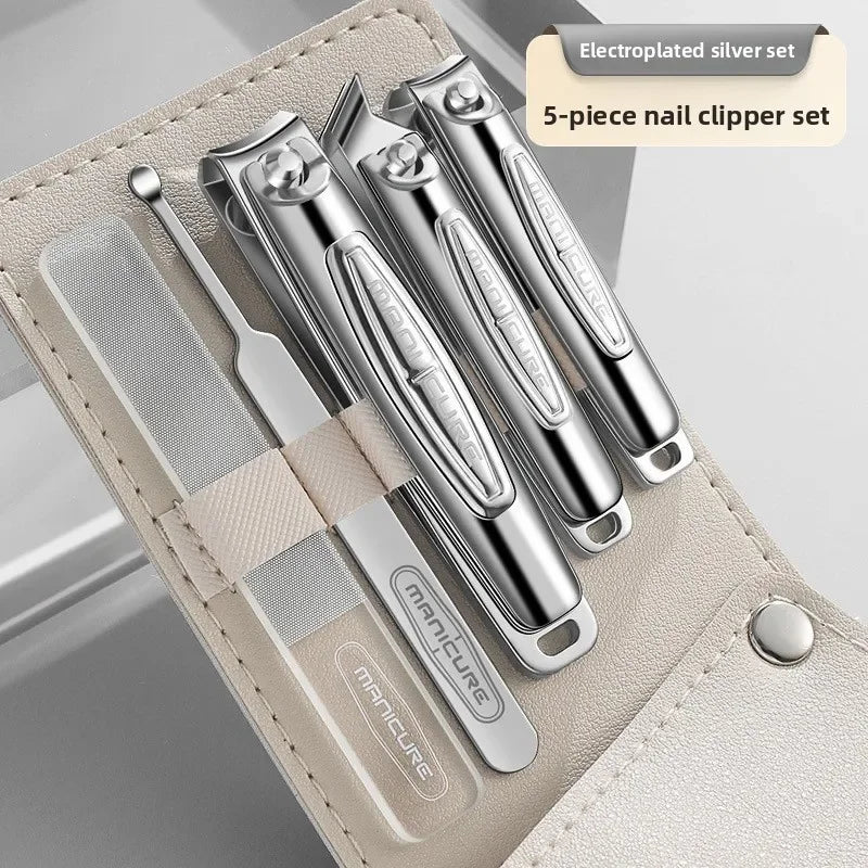 Stainless Steel Nail Clipper Kit – Manicure & Pedicure Set Nail Care Kit Axl New5Set-High Silver
