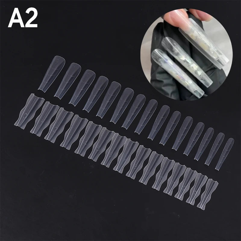 60Pcs Sandwich Nail Dual Forms – Quick Extension Molds Nail Extension Forms Axl A2