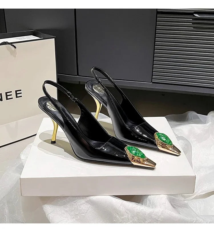 Star Gemstone Toe Stiletto Pumps – Women's Slingback Heels Stiletto Pump Heels Axl