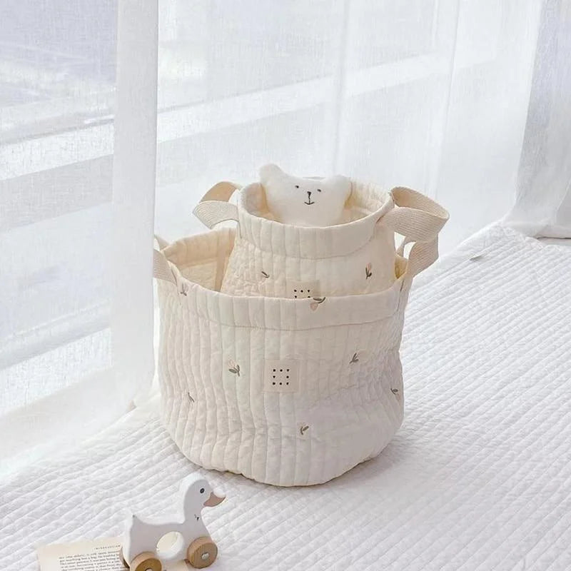 Cute Bear Embroidery Baby Diaper Bag & Storage Basket Baby Storage Organizer Axl