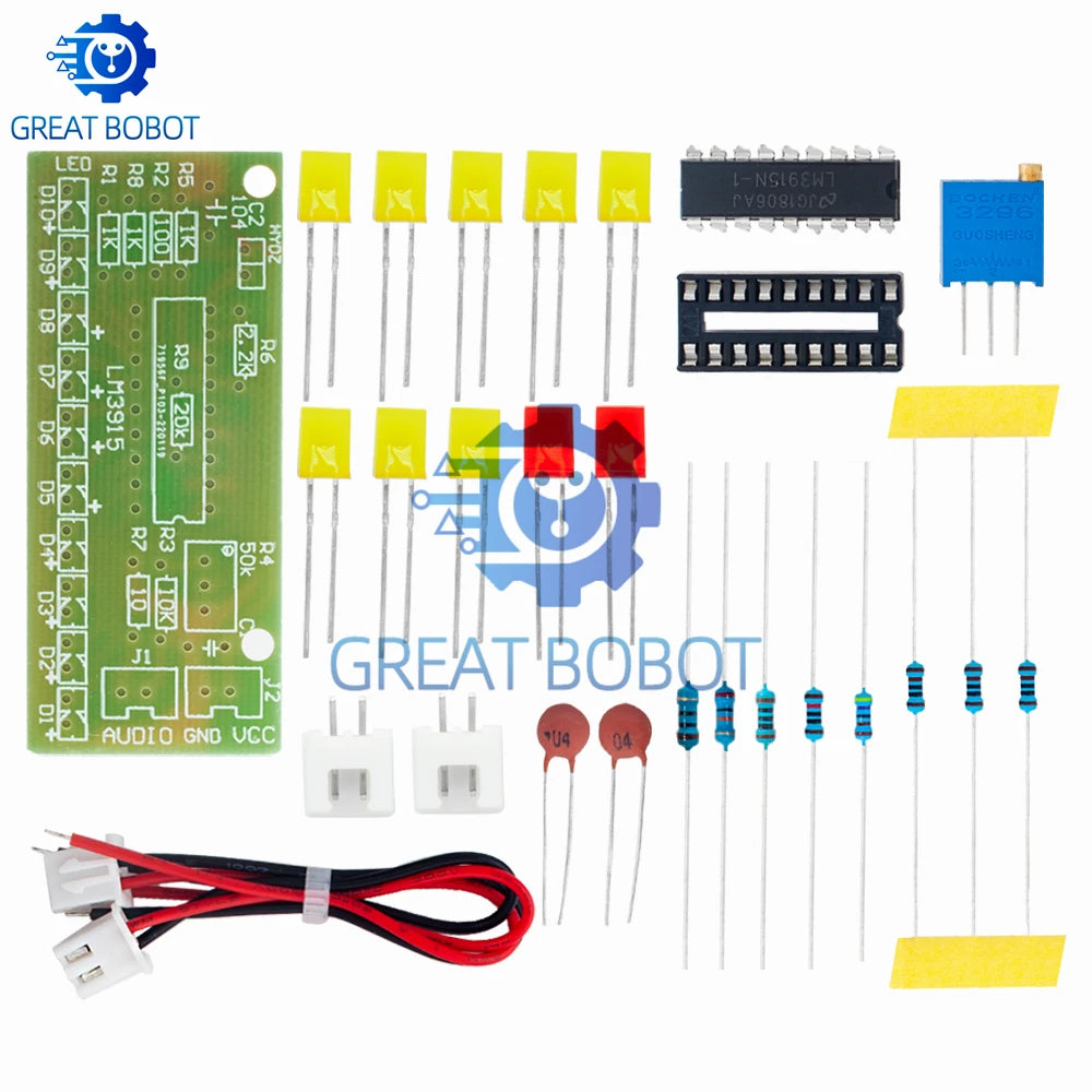 10-Segment LM3915 Audio Level Indicator DIY Kit – LED VU Meter Electronics DIY Kit Axl