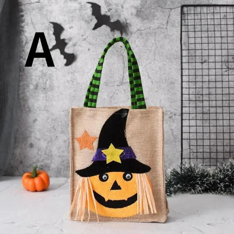 Halloween Linen Tote Bag – Kids Trick or Treat Gift Bag Halloween Tote Bag Axl 16x20cm A