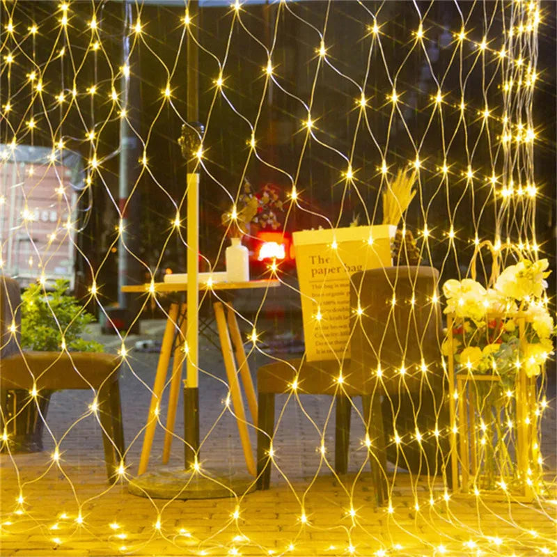LED Net Mesh String Lights 8 Modes – Christmas Garden Decor LED Net String Lights Axl