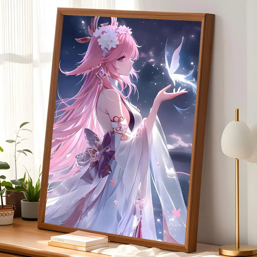 Yae Miko Self-Stick HD Wall Poster – Waterproof Anime Decor Wall Art Poster Axl