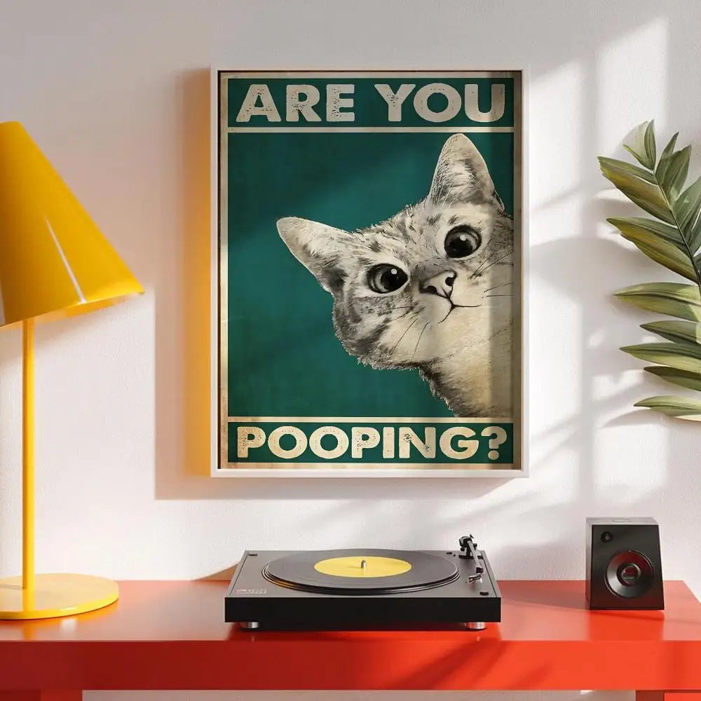 Are You Pooping Cat Poster – Minimalist Wall Art Sticker Wall Art Sticker Axl