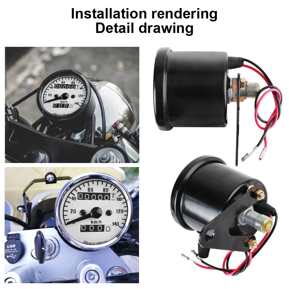 Retro Motorcycle Dashboard LED Speedometer & Tachometer Gauge Motorcycle Gauge Axl