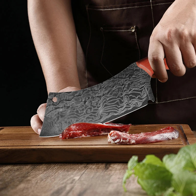 Damascus Forged Chef Knife – Sharp Wooden Handle Kitchen Knife Chef Kitchen Knife Axl
