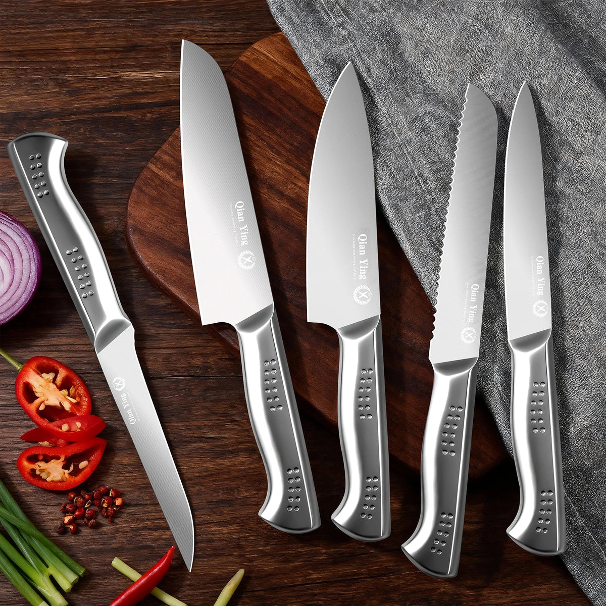 5-Piece Japanese Chef Knife Set – Sharp Stainless Steel | PLYS Kitchen Knife Set Axl