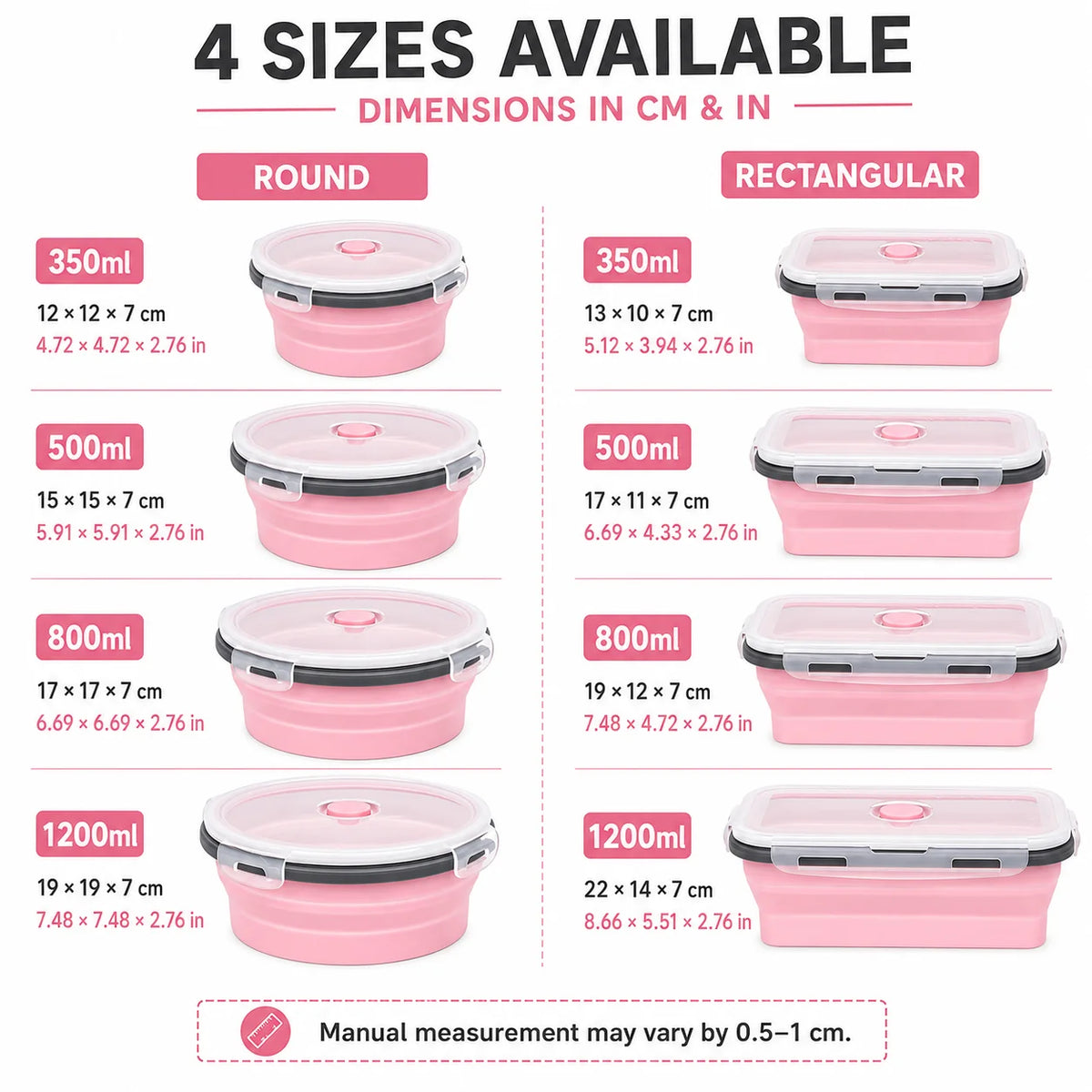 Uwhise 4-Pack Collapsible Silicone Food Containers | Leakproof Silicone Food Containers Axl