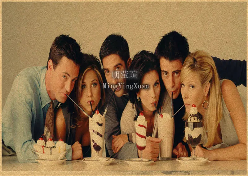 Friends TV Show Vintage Kraft Paper Poster | Retro Wall Art Vintage Wall Poster Axl 12 30x20cm