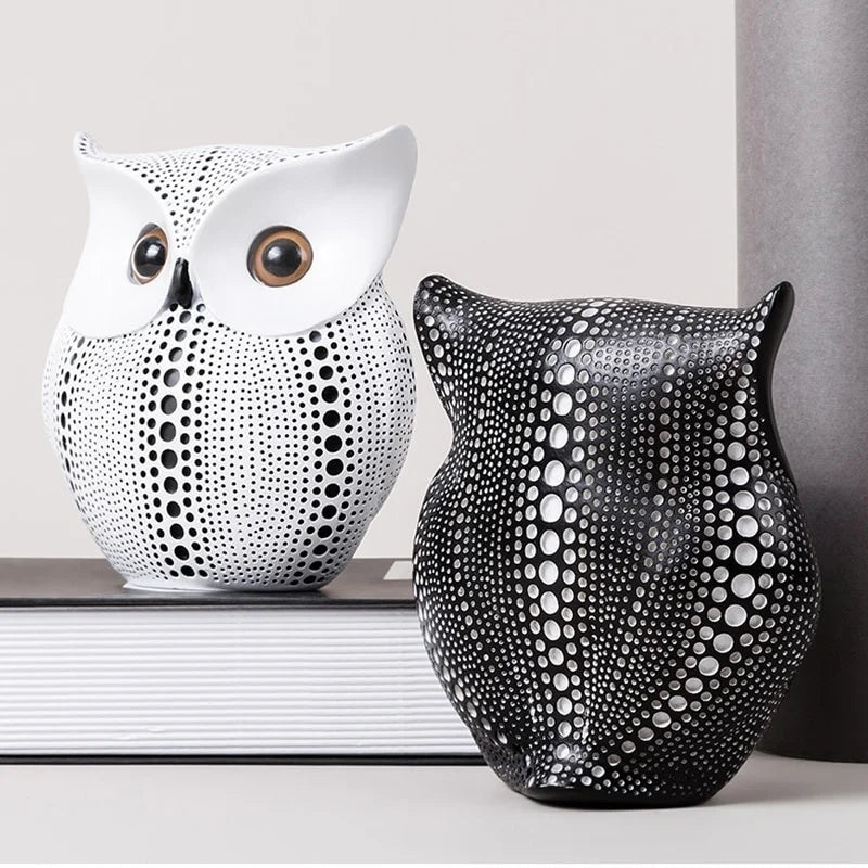 Resin Owl Statue – Modern Home Decor Figurine & Desk Ornament Decorative Figurine Axl