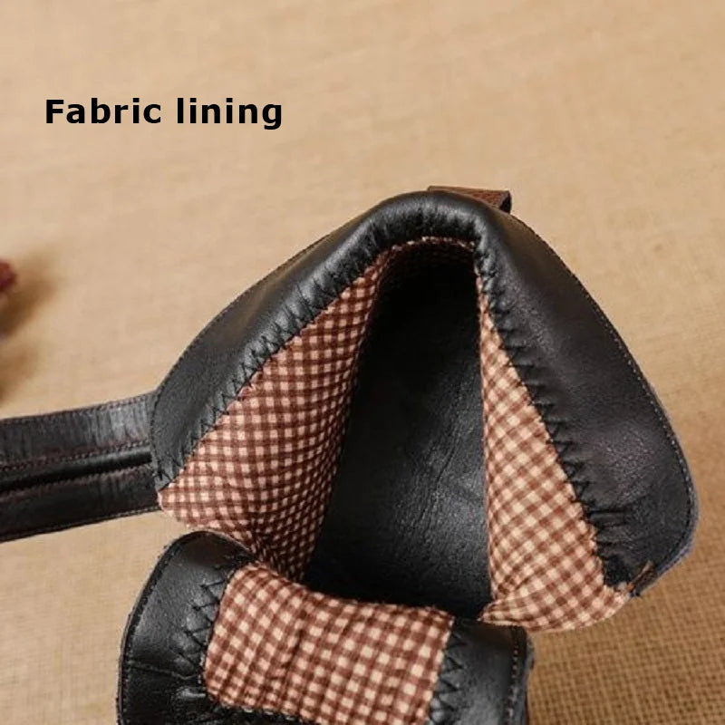 Women's Genuine Leather Ankle Boots – Retro Braid Winter Snow Women's Ankle Boots Axl