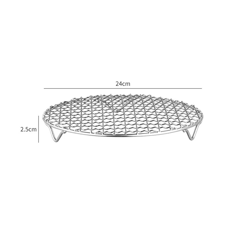 Stackable Round Air Fryer Rack | Stainless Steel Grilling Grid Air Fryer Rack Axl 24.5cm