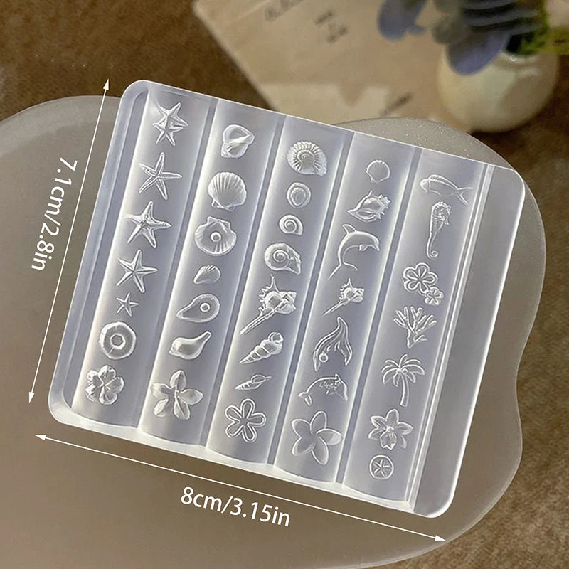 3D Silicone Nail Art Mold – Lily, Starfish & Seashell Design Nail Art Mold Axl B