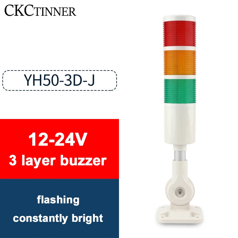YH50-J Stack Tower Alarm Light 1-5 Layer Warning Lamp Buzzer Stack Tower Alarm Light Axl YH50-3D-J 12-24V