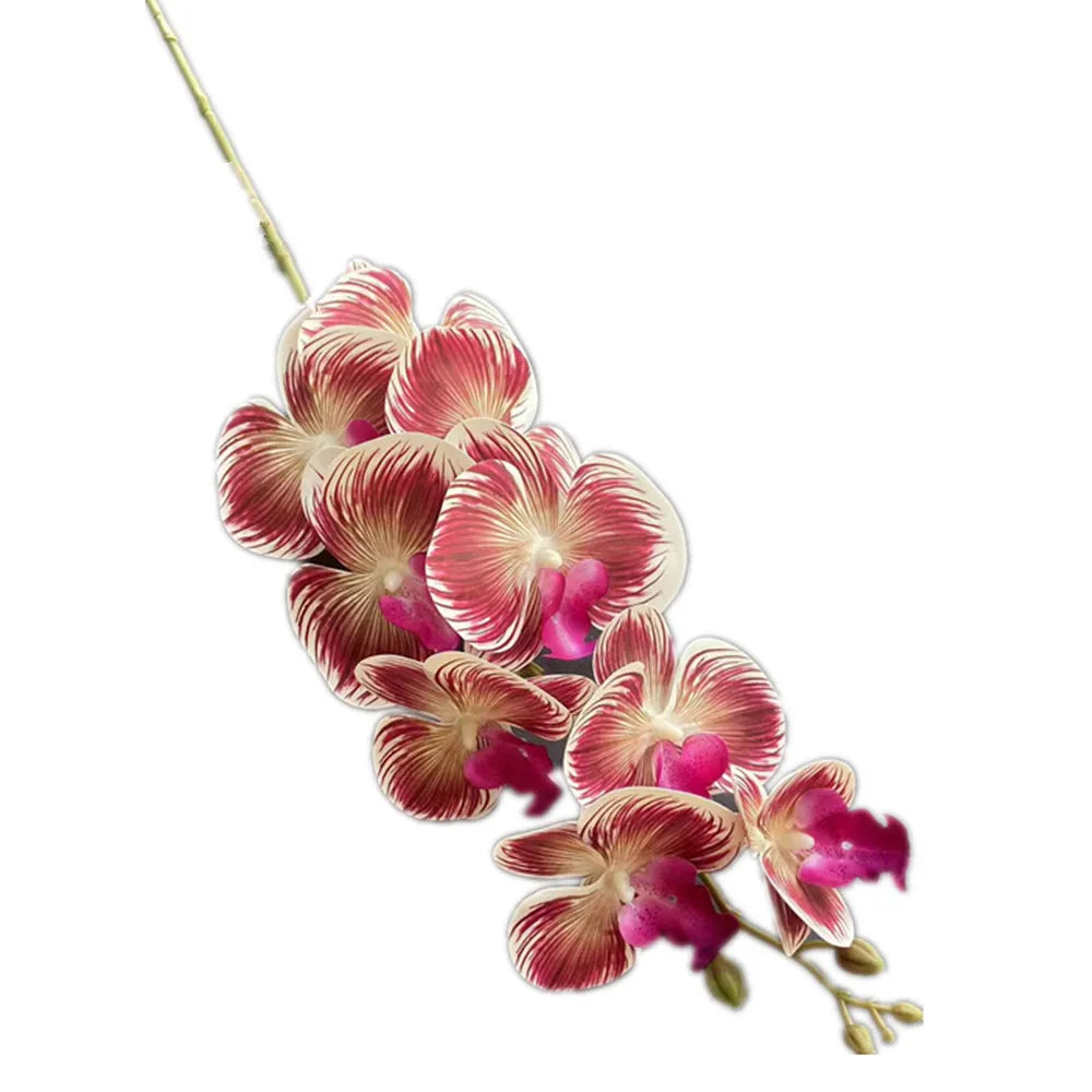 6pcs Real Touch Artificial Orchid Stems – 9 Bloom Phalaenopsis Artificial Orchid Stems Axl Deep Pink