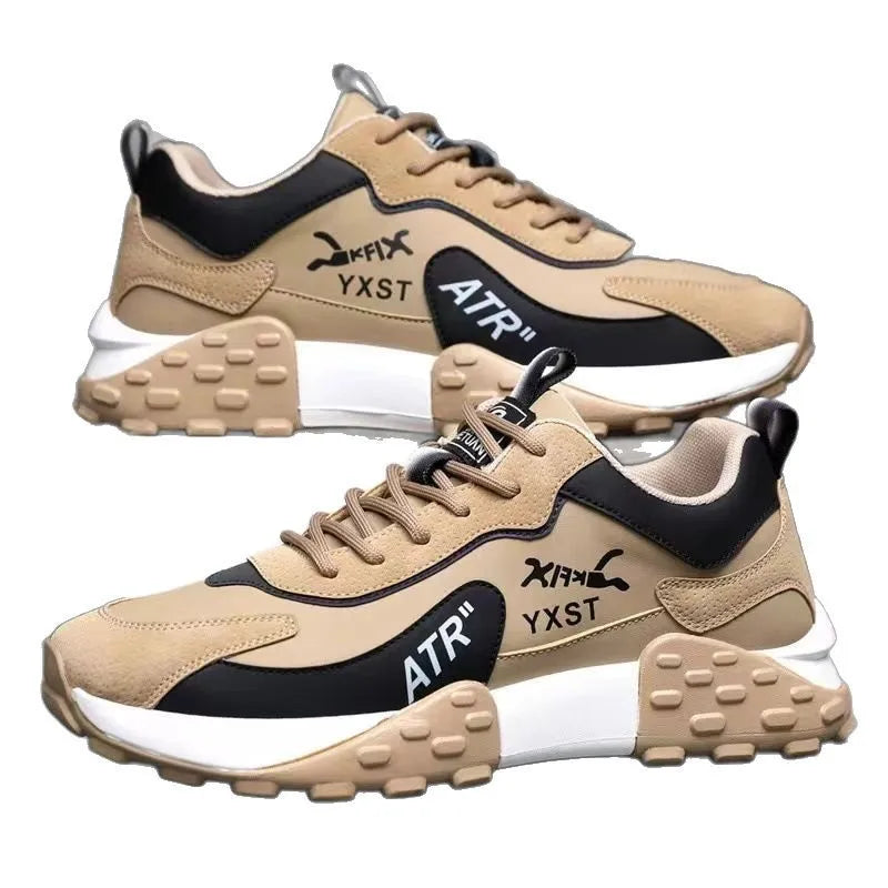Men's Platform Vulcanized Sneakers – Casual Leather Lace-Up Platform Sneakers Axl