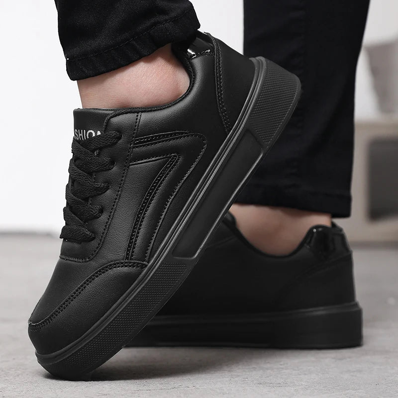 Women's White PU Leather Lace-Up Skateboard Sneakers Women's Sneakers Axl All Black 44