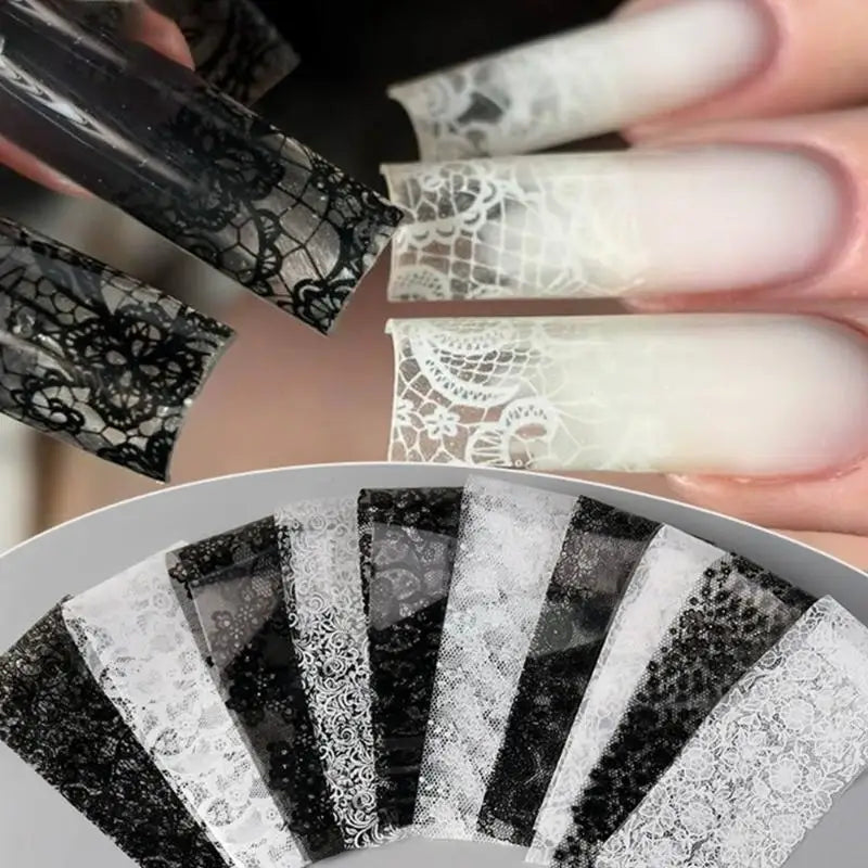 Lace Flower Nail Transfer Foils & Stickers – DIY Nail Art Nail Art Stickers Axl