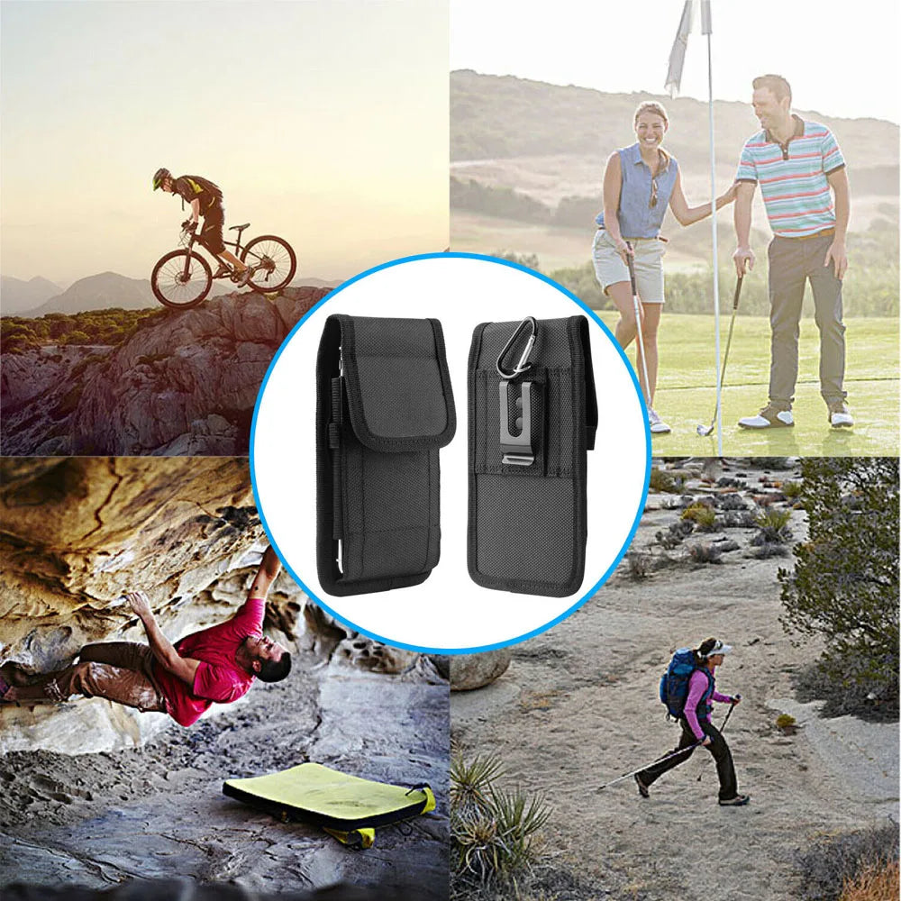 Black Nylon Phone Pouch with Belt Clip & Keychain Loop Phone Belt Pouch Axl