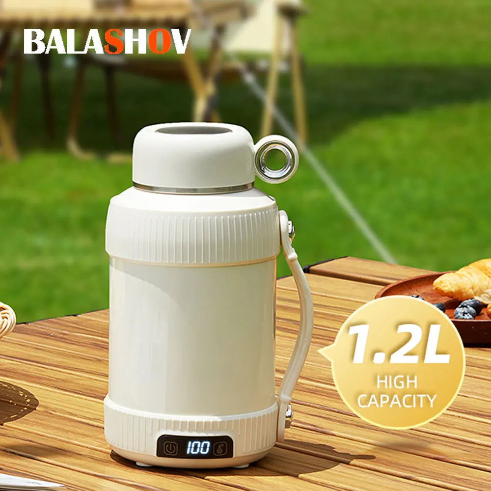 BALASHOV Mini Electric Travel Kettle 1L Stainless Steel 1000W Electric Travel Kettle Axl WHITE EU