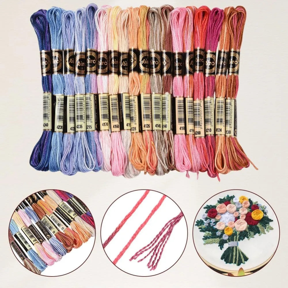 18 Skeins Variegated Embroidery Floss – Gradient Cross Stitch Thread Embroidery Floss Set Axl