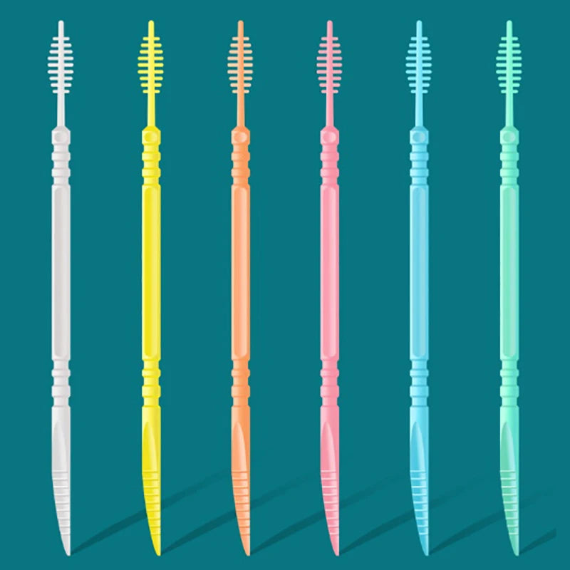 300pcs Double-Head Interdental Brushes & Dental Floss Picks Interdental Brush Picks Axl