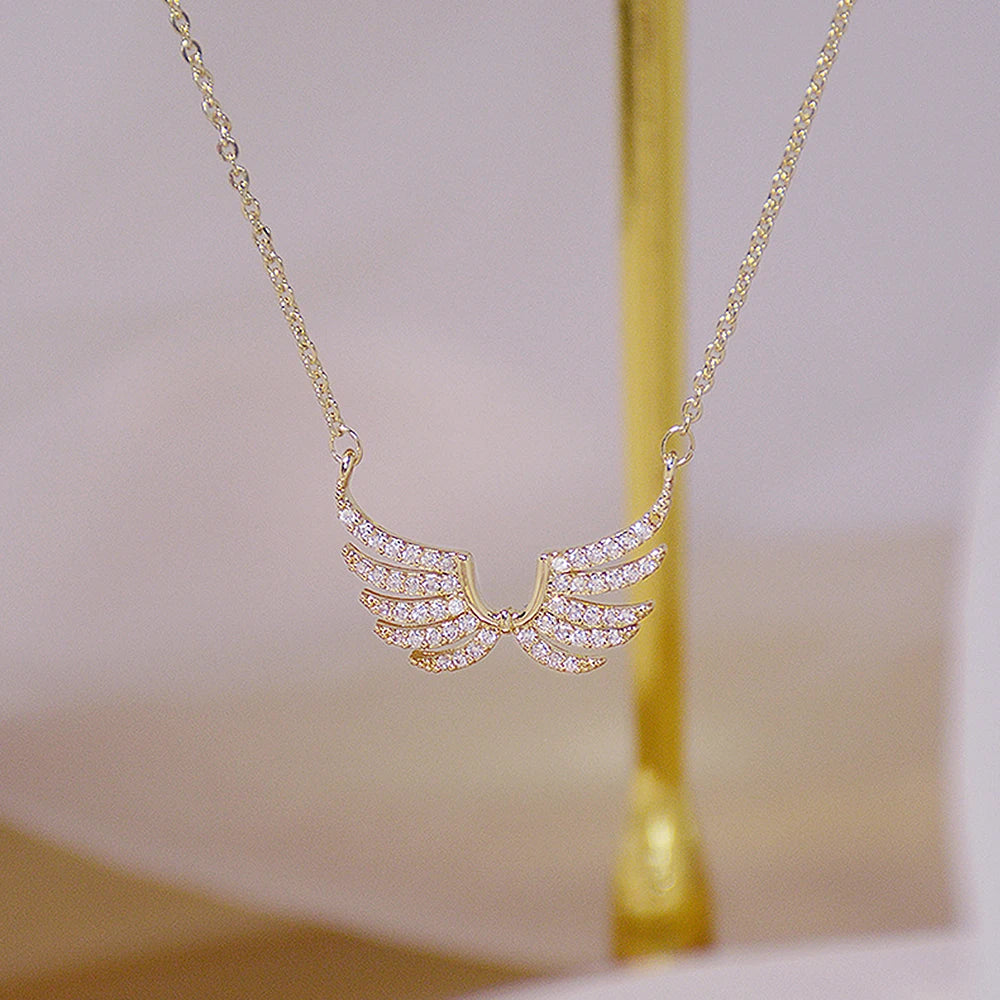 Huitan Wing CZ Pendant Necklace – Women's Fashion Jewelry Pendant Necklace Axl