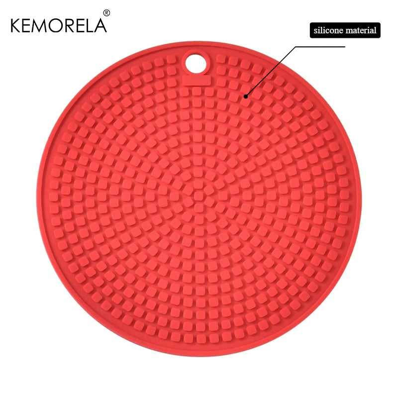 KEMORELA Silicone Honeycomb Round Mat – Coaster & Pot Pad Silicone Kitchen Mat Axl Red M