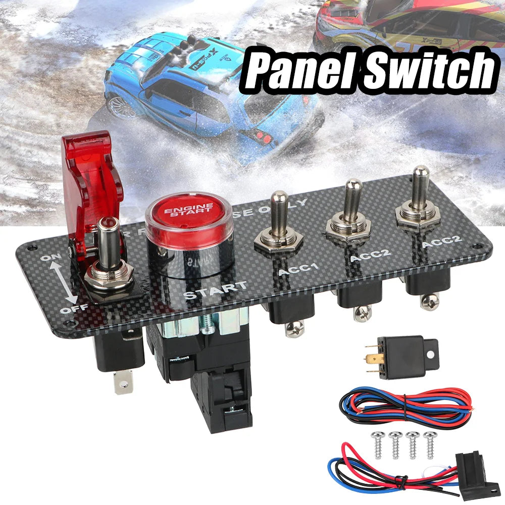 12V LED Ignition Switch Panel – Racing Car Engine Start Button Ignition Switch Panel Axl