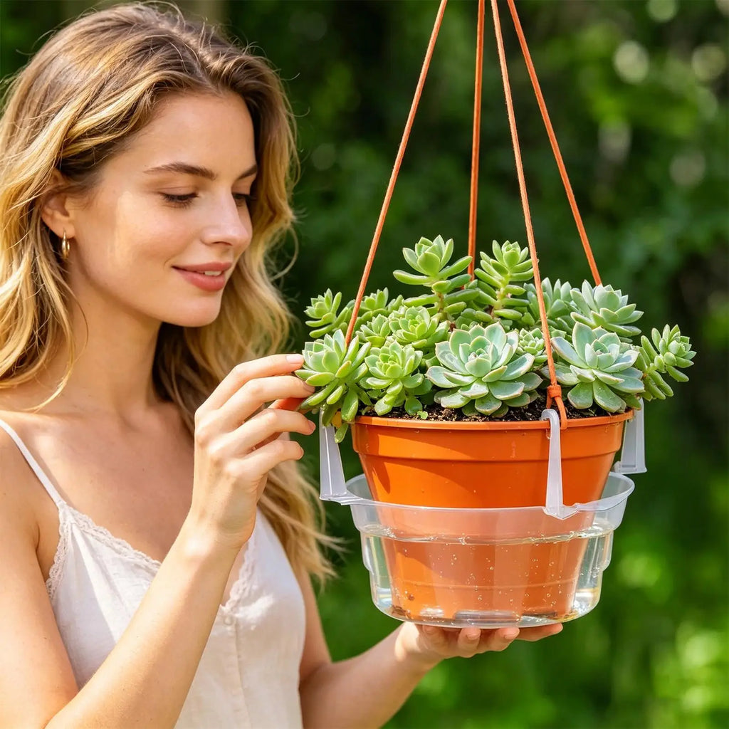 Transparent Hanging Planter Drip Tray with Hook – 3 Sizes Plant Drip Tray Axl