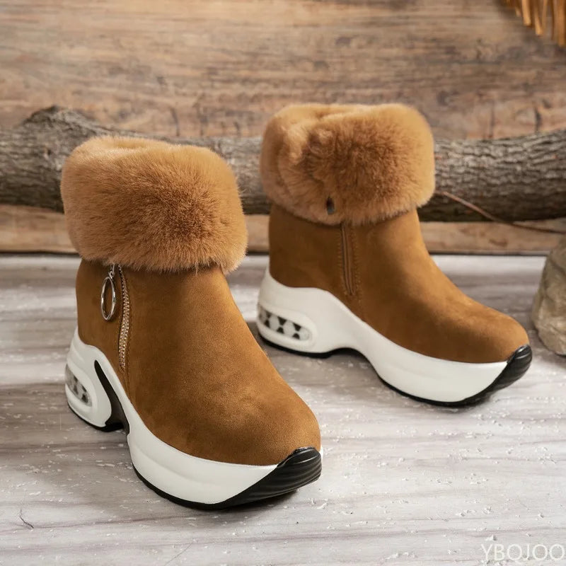Women's Winter Ankle Boots – Anti-Slip Thick Sole Zip-Up Women's Ankle Boots Axl