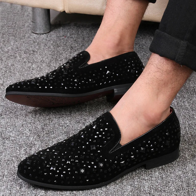 Men's Rhinestone Pointed Toe Dress Loafers | Party & Wedding Men's Dress Loafers Axl