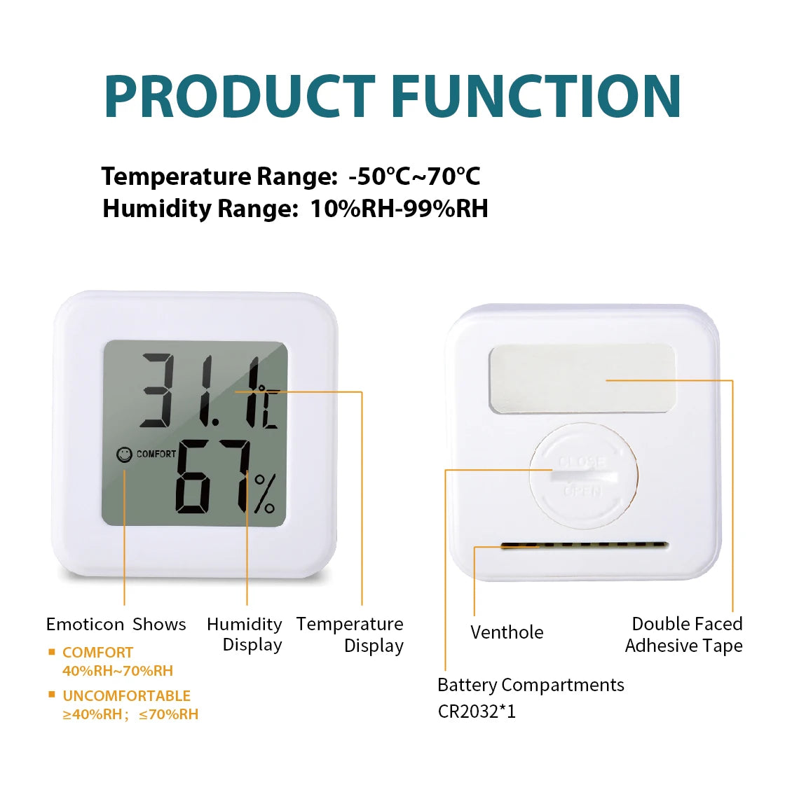 Digital Thermometer Hygrometer – Indoor LCD Humidity & Temp Meter Thermometer Hygrometer Axl