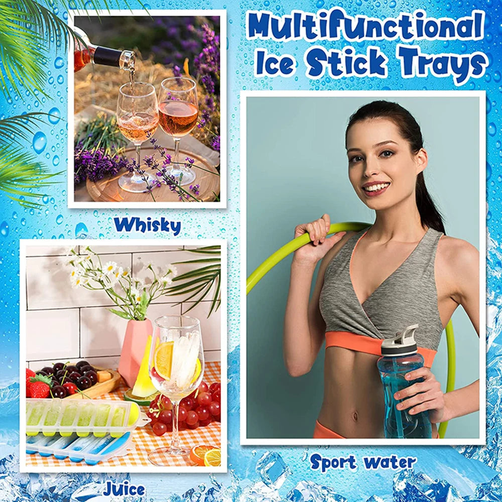 Silicone Ice Stick Tray with Lid – Fits Water & Sports Bottles Silicone Ice Tray Axl