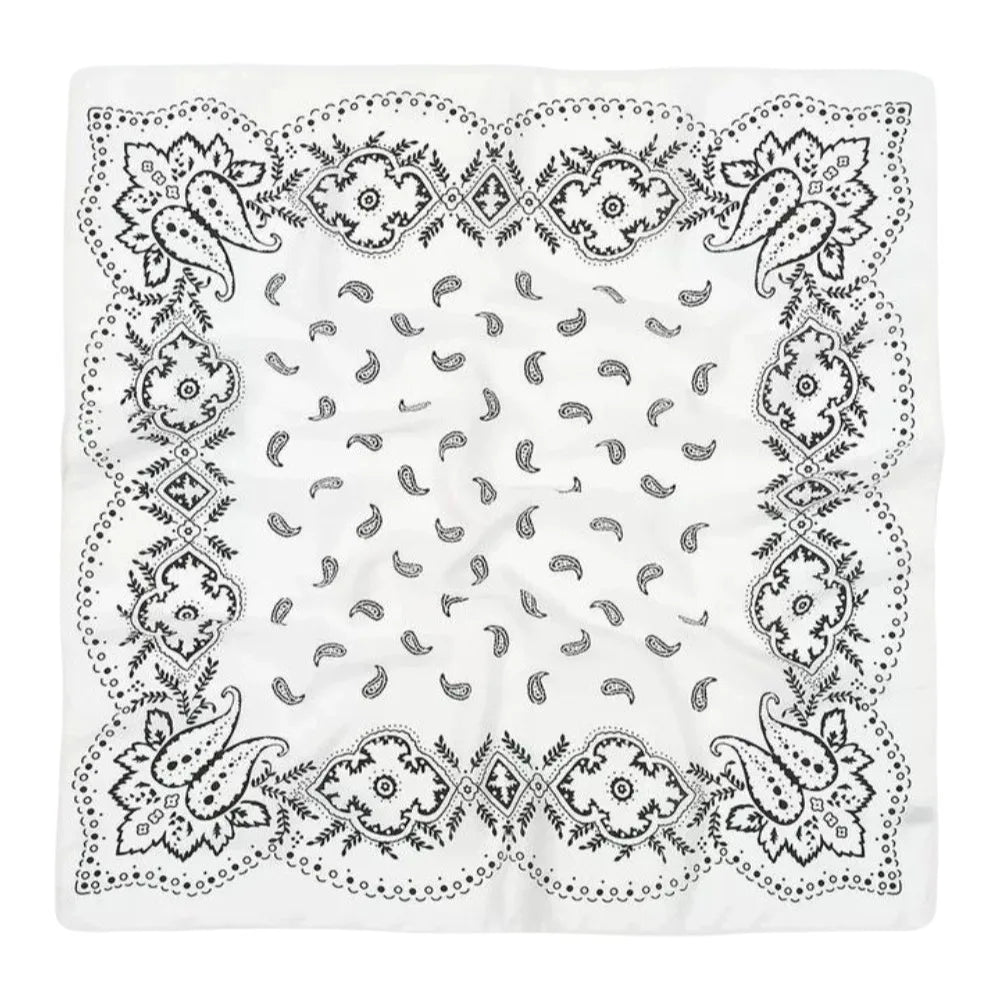 Y2K Cashew Flower Print Square Scarf – Hair Headband Accessory Fashion Square Scarf Axl White