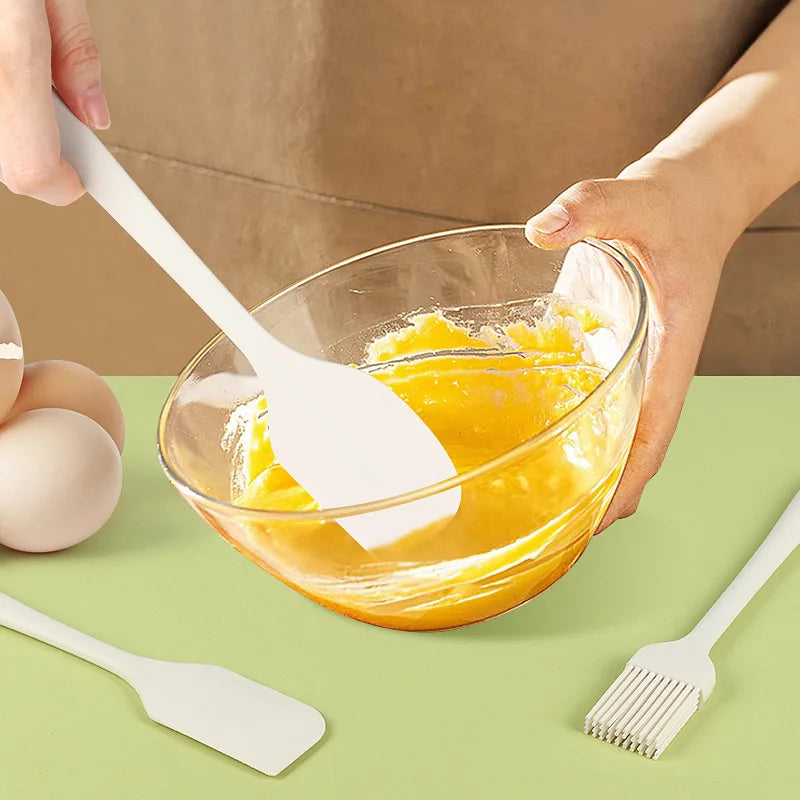 3-Piece Silicone Spatula, Oil Brush & Cake Scraper Baking Set Silicone Baking Set Axl