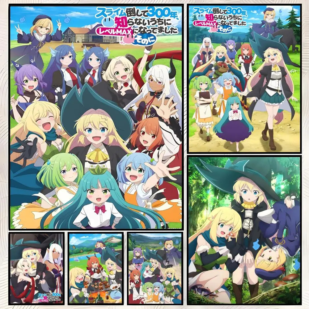 Killing Slimes 300 Years Anime HD PVC Self-Stick Wall Poster Anime Wall Poster Axl