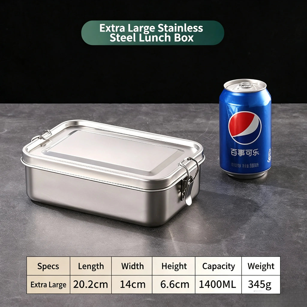 Stainless Steel Lunch Box with Lockable Clips | Metal Bento Box Bento Lunch Box Axl 1400ml