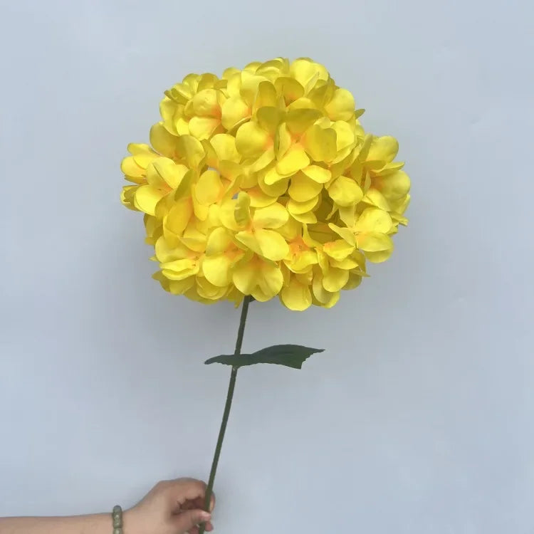 Large Hydrangea Artificial Flower Stems – 135 Petals, Candy Colors Artificial Flower Stems Axl Yellow