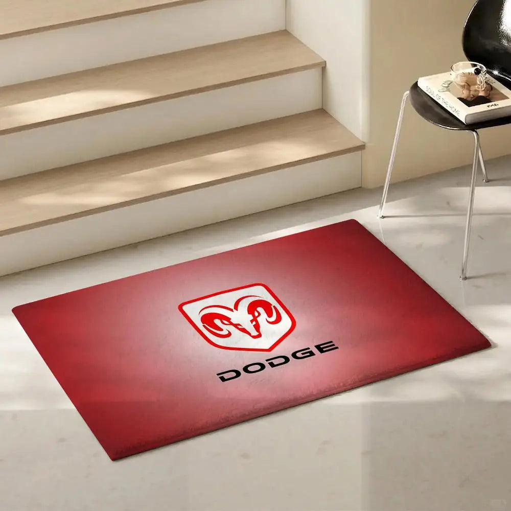 Dodge Logo Flannel Floor Mat – Non-Slip Soft Indoor Rug Flannel Floor Mat Axl