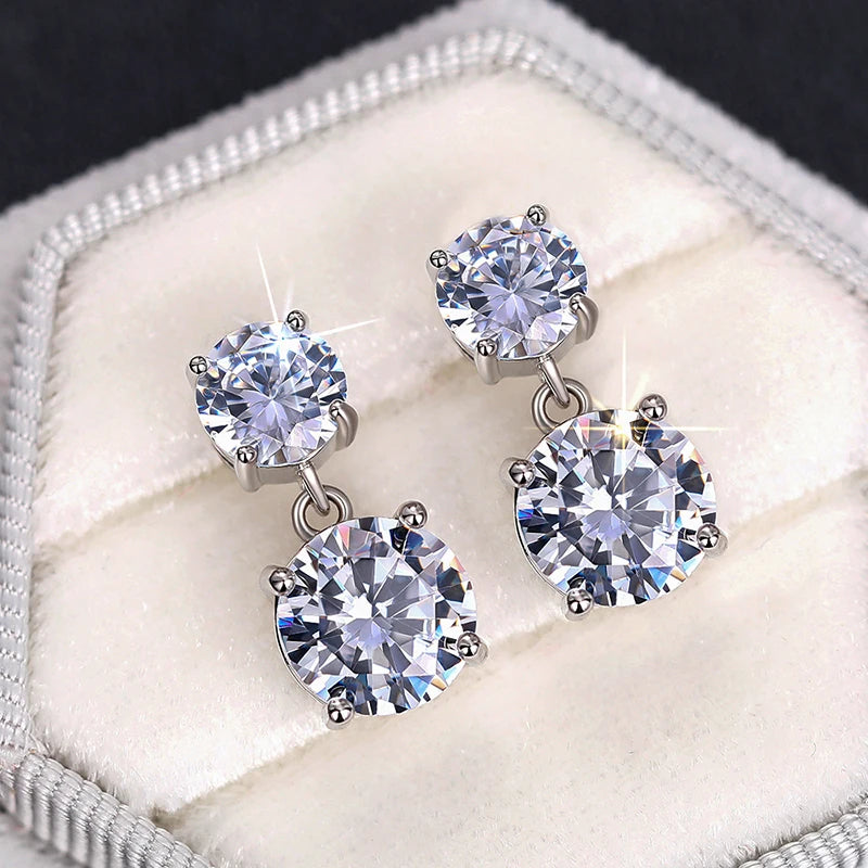 Huitan Cubic Zirconia Silver Dangle Drop Earrings for Women Dangle Drop Earrings Axl