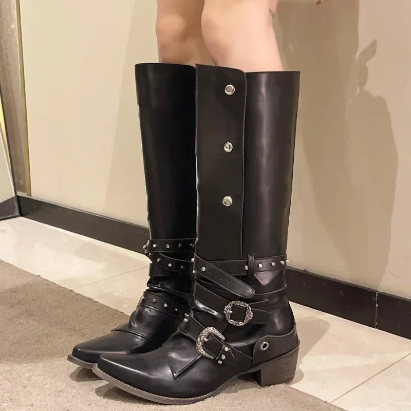 Women's Pointed Toe Mid-Calf Block Heel Boots | Sizes 5–14 Mid-Calf Boots Axl